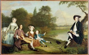 Retrato de una familia, tradicionalmente conocida como la familia Swaine de Fencroft, Cambridgeshire de Arthur Devis